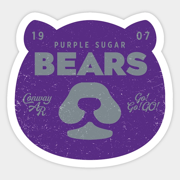 Purple Sugar Bears of Conway Sticker by rt-shirts